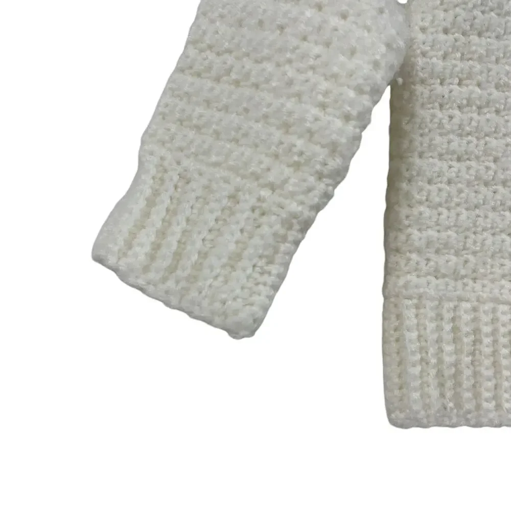 Vintage Handmade Cream Button Front Knit Cardigan Infant 0-3 Months?